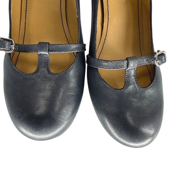 See By Chloé Womens 37.5 Blue Leather Mary Jane Heels - Picture 7 of 14